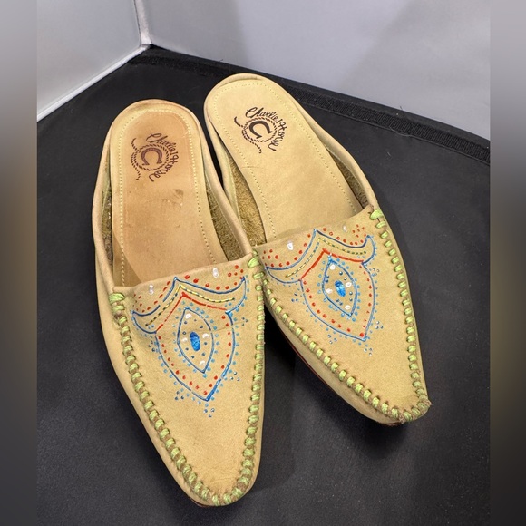 Rare Vintage Lucheese Charlie Horse Green Suede Nubuck Mules Slides 6.5 Brazil - Picture 2 of 9